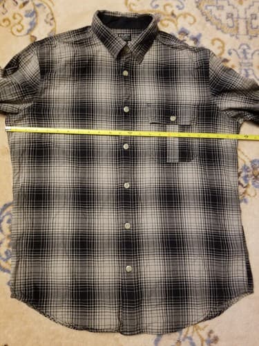 Filson Long Sleeve Flannel Plaid Shirt Mens Medium Black Grey White Button Up - Thumbnail 11