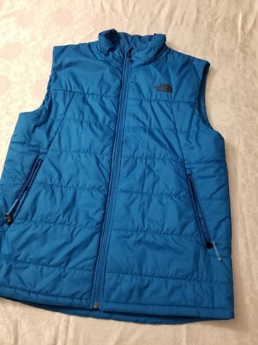 The North Face Mens L Puffer Bombay Vest Full Zip Stand-Up Blue Insulated Puff - Thumbnail 2