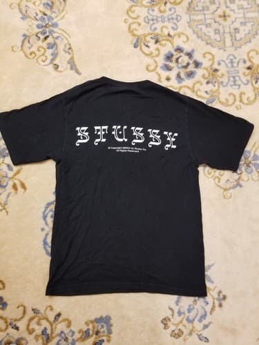 STUSSY Old Script Tee shirt Mens S Black Large Logo Skateboard Hype Streetwear T - Thumbnail 4