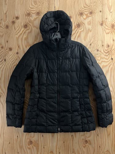 PATAGONIA Down With It Jacket Hooded WOMENS M Black Puffer Square Quilted #28490 - Image 1