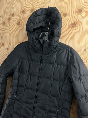 PATAGONIA Down With It Jacket Hooded WOMENS M Black Puffer Square Quilted #28490 - Thumbnail 2