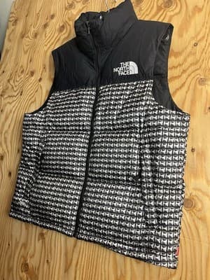 Supreme x The North Face Studded Nuptse Vest Mens M Black Puffer Hoody Jacket - Thumbnail 2