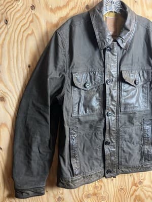 RARE Timberland Mount Davis Mixed-Media Leather/ Waxed Canvas Chore Coat Jacket - Thumbnail 4