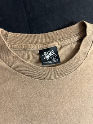 VTG Stussy Train Yard Tee Graphic T-Shirt Brown Mens L Short Sleeve Rare Crew - Thumbnail 3