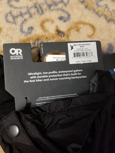 NWT Outdoor Research Helium Gaiters Mens S Black Lightweight Waterproof Pertex - Thumbnail 11