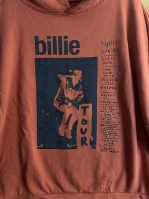 Billie Eilish 2022 Happier Than Ever Tour Hoodie Oversized Sweatshirt Orange XXL - Thumbnail 2
