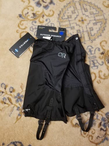 NWT Outdoor Research Helium Gaiters Mens S Black Lightweight Waterproof Pertex - Image 1