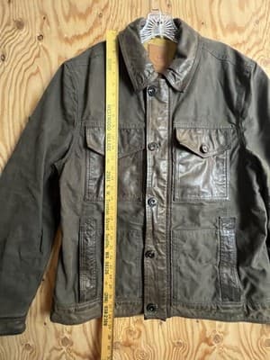 RARE Timberland Mount Davis Mixed-Media Leather/ Waxed Canvas Chore Coat Jacket - Thumbnail 18
