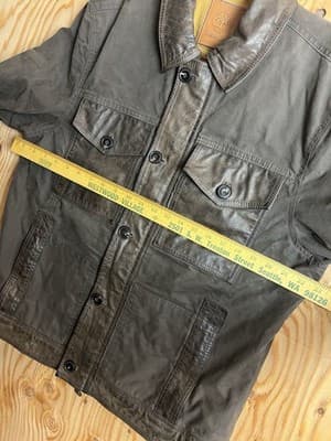 RARE Timberland Mount Davis Mixed-Media Leather/ Waxed Canvas Chore Coat Jacket - Thumbnail 19