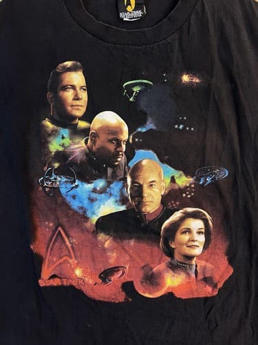 Star Trek Captains Tee Vintage 1997 XL Shirt Las Vegas Experience Hilton Picard - Thumbnail 2