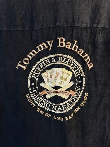 Tommy Bahama L Silk Hawaiian Embroidered Light Em Up And Lay Em Down Black Shirt - Thumbnail 2
