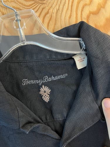 Tommy Bahama L Silk Hawaiian Embroidered Light Em Up And Lay Em Down Black Shirt - Thumbnail 5