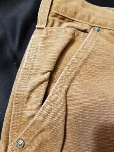 Vtg Carhartt B01 BRN Duck Double Knee Work Dungaree Pants 44x30 40x28 USA - Thumbnail 4