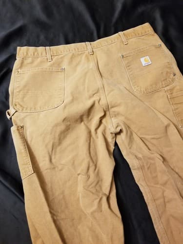 Vtg Carhartt B01 BRN Duck Double Knee Work Dungaree Pants 44x30 40x28 USA - Thumbnail 8