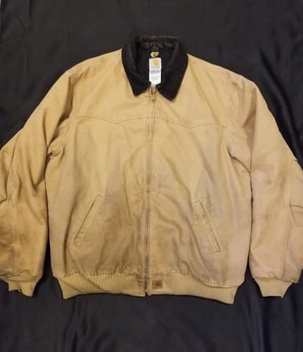 Carhartt Santa Fe Jacket Quilt Lined Mens J14 CML Brown Bomber Coat 2XL Tall XXL - Image 1