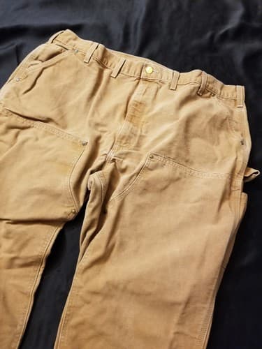 Vtg Carhartt B01 BRN Duck Double Knee Work Dungaree Pants 44x30 40x28 USA - Thumbnail 2