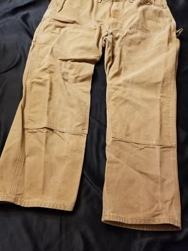 Vtg Carhartt B01 BRN Duck Double Knee Work Dungaree Pants 44x30 40x28 USA - Thumbnail 3