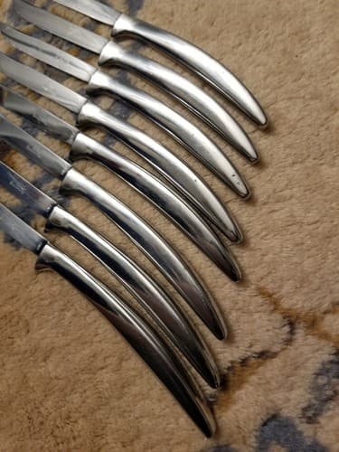 8 Pc Vtg Griffon Cutlery Corp Steak Heavy Knife Set Stainless Steel Knives - Thumbnail 2