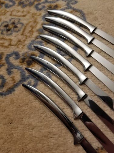 8 Pc Vtg Griffon Cutlery Corp Steak Heavy Knife Set Stainless Steel Knives - Thumbnail 9