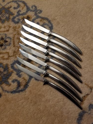 8 Pc Vtg Griffon Cutlery Corp Steak Heavy Knife Set Stainless Steel Knives - Image 1
