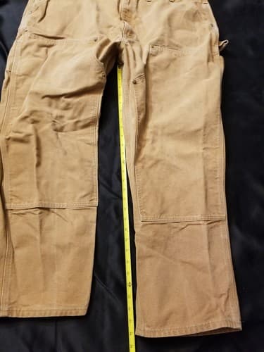 Vtg Carhartt B01 BRN Duck Double Knee Work Dungaree Pants 44x30 40x28 USA - Thumbnail 11