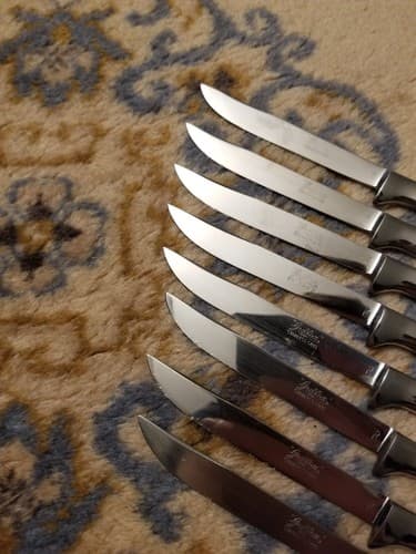 8 Pc Vtg Griffon Cutlery Corp Steak Heavy Knife Set Stainless Steel Knives - Thumbnail 5