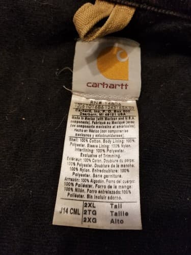 Carhartt Santa Fe Jacket Quilt Lined Mens J14 CML Brown Bomber Coat 2XL Tall XXL - Thumbnail 3