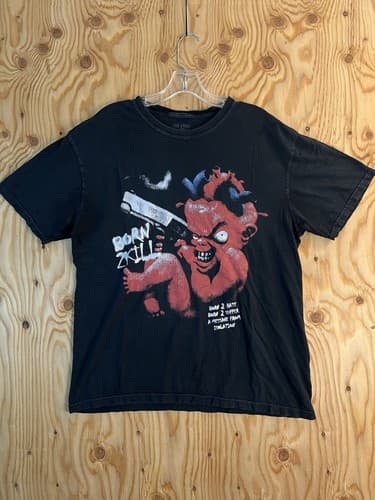 Rare Isolation Born 2 Kill Shirt Gun Red Baby Mens L Hate Suffer Black Short - Image 1