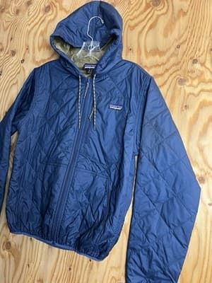Patagonia Diamond Quilted Insulated Bomber Hoodie Jacket Mens XS Blue Full Zip - Thumbnail 3