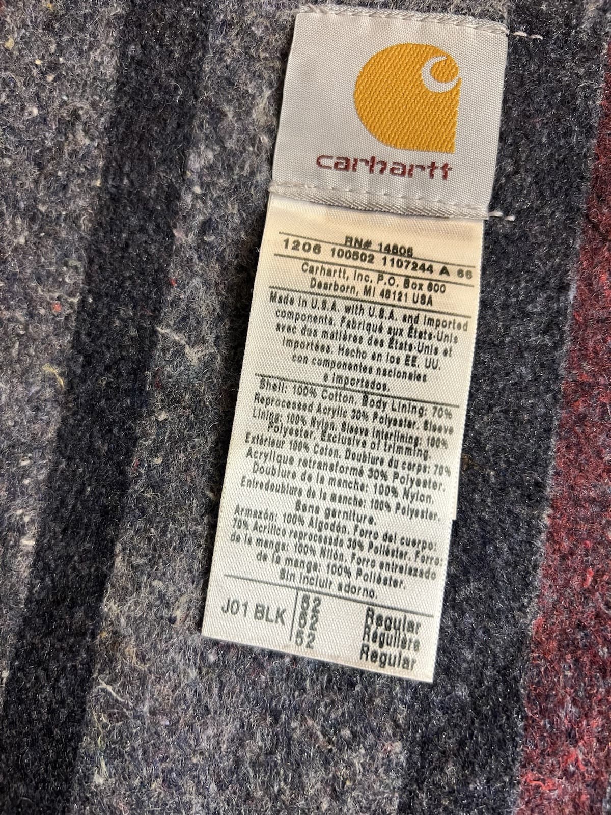 VTG Carhartt Detroit Jacket Size 52 Regular 2XL Blanket Lined USA J01 BLK Bomber - Thumbnail 6