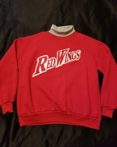 VTG NHL Detroit Red Wings XL Turtleneck Sweatshirt USA Hockey Pullover Sweater - Thumbnail 2