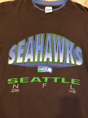 VTG Seattle Seahawks 90s Salem Sportswear Single Stitch L T-Shirt Large - Thumbnail 3