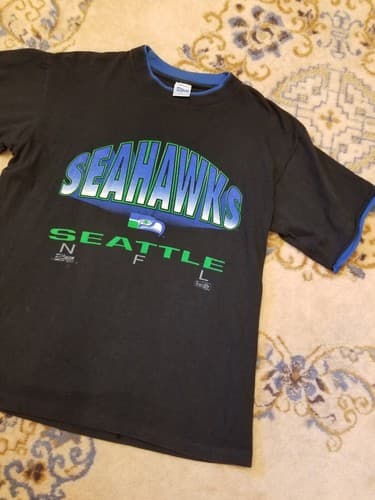 VTG Seattle Seahawks 90s Salem Sportswear Single Stitch L T-Shirt Large - Thumbnail 2