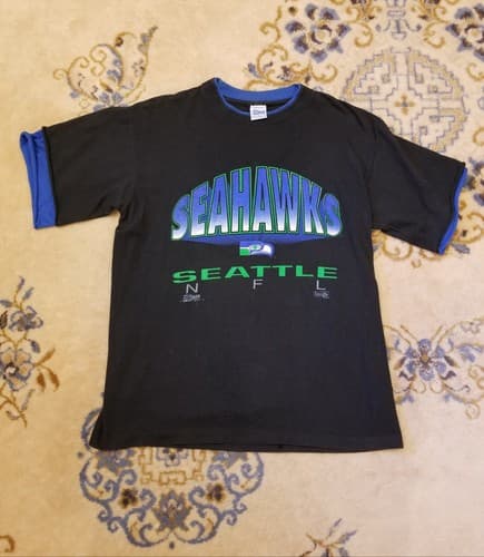 VTG Seattle Seahawks 90s Salem Sportswear Single Stitch L T-Shirt Large - Image 1