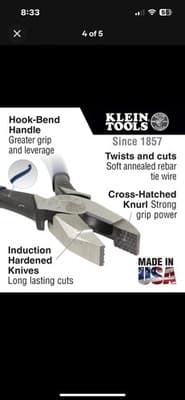 Klein Tools D201-7CSTT Slim Ironworker Pliers with Heavy Duty Knurled Jaws - Thumbnail 15