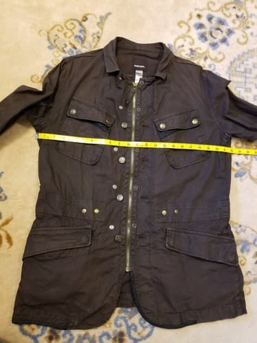 DIESEL Ward Deck Military Jacket Womens Large Multi Pocket Button Zip Brown Coat - Thumbnail 13