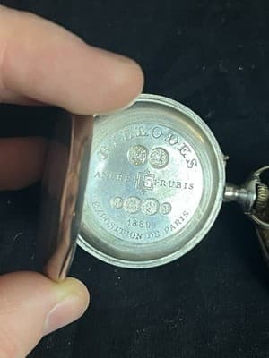 VTG Swiss Billodes Zenith Pocket Watch .800 Silver 15 Rubis Antique 1889 Expo - Thumbnail 8