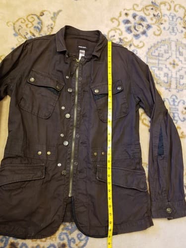 DIESEL Ward Deck Military Jacket Womens Large Multi Pocket Button Zip Brown Coat - Thumbnail 12