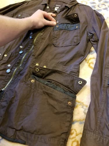 DIESEL Ward Deck Military Jacket Womens Large Multi Pocket Button Zip Brown Coat - Thumbnail 6
