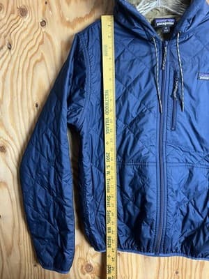 Patagonia Diamond Quilted Insulated Bomber Hoodie Jacket Mens XS Blue Full Zip - Thumbnail 7