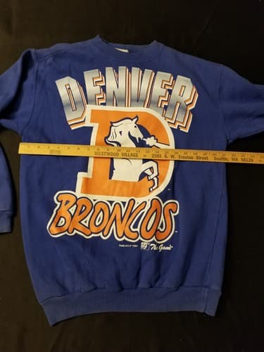 Vintage 90s Denver Broncos Sweatshirt Spellout Graphic The Game 1994 Mens M -L - Thumbnail 8