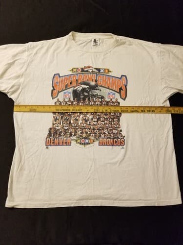 Vtg Starter Shirt Mens XL Super Bowl XXXII 1998 Denver Broncos Champs White NFL - Thumbnail 8