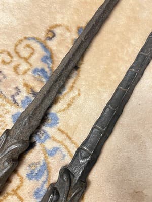 RARE Set 2 Vintage Chinese Dao Sword Breaker Shaped Mace Long Jian Dragon Spine - Thumbnail 3