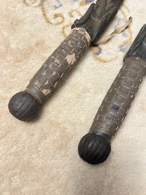 RARE Set 2 Vintage Chinese Dao Sword Breaker Shaped Mace Long Jian Dragon Spine - Thumbnail 8