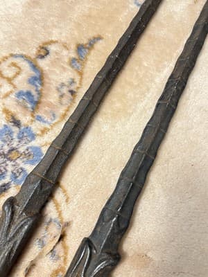 RARE Set 2 Vintage Chinese Dao Sword Breaker Shaped Mace Long Jian Dragon Spine - Thumbnail 12
