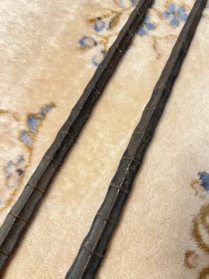 RARE Set 2 Vintage Chinese Dao Sword Breaker Shaped Mace Long Jian Dragon Spine - Thumbnail 13