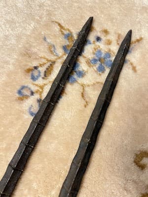 RARE Set 2 Vintage Chinese Dao Sword Breaker Shaped Mace Long Jian Dragon Spine - Thumbnail 14