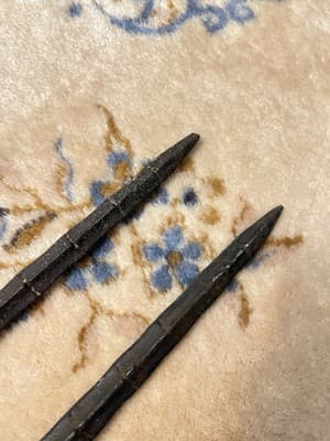 RARE Set 2 Vintage Chinese Dao Sword Breaker Shaped Mace Long Jian Dragon Spine - Thumbnail 15
