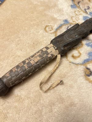 RARE Set 2 Vintage Chinese Dao Sword Breaker Shaped Mace Long Jian Dragon Spine - Thumbnail 17