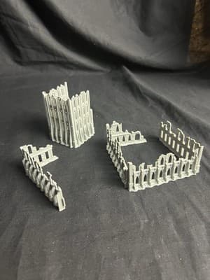 Warhammer 40k Terrain Imperial Sector Ruins 10 Pc Building Walls City Fence - Thumbnail 2